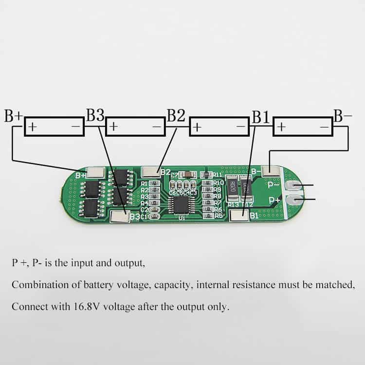 Mạch bảo vệ cân bằng Pin 4S 14.8V - 16.8V 12A HX-4S-A01 [HTE Quy Nhơn CN2]