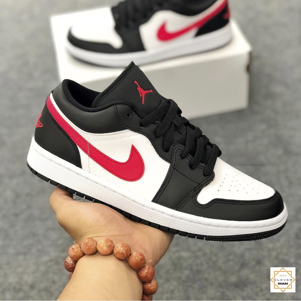 (FREESHIP+HỘP) Giày thể thao Sneakers AIR JORDAN 1 Low Siren Red Màu đen logo đỏ mũi trắng cổ thấp | BigBuy360 - bigbuy360.vn