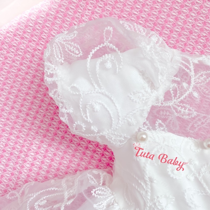 Bodysuit Cho Bé Chất Ren Kính Thiết Kế Ngực Tim Điệu Đà, Body Váy Cho Bé Gái Mặc Đầy Tháng, Đi Tiệc Siêu Xinh