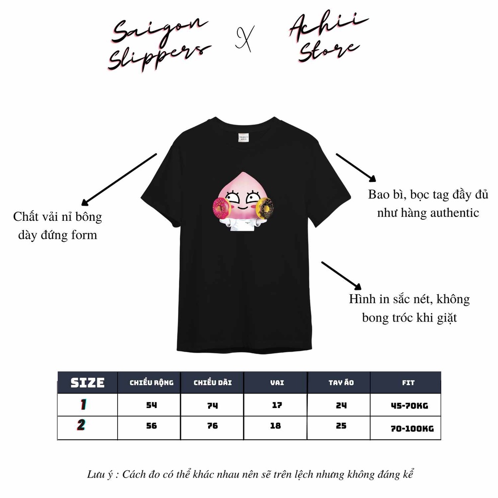 ÁO THUN UNISEX ADLV 067, ÁO THUN ADLV hình trái đào cầm donut BIG SIZE