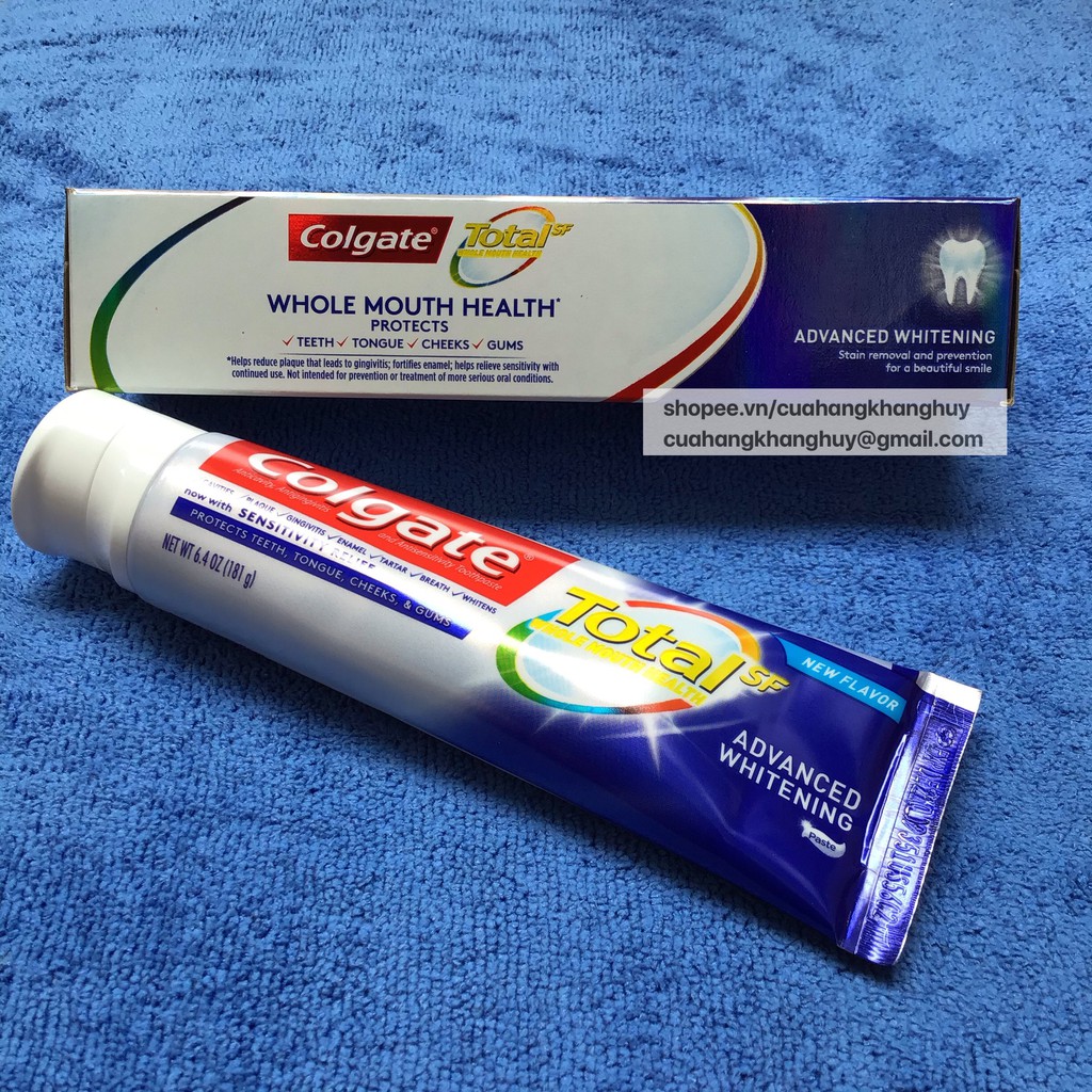 Kem đánh răng Colgate Total SF Advanced Whitening, Sensitivity Relief 181 g của Mỹ (Mẫu mới)