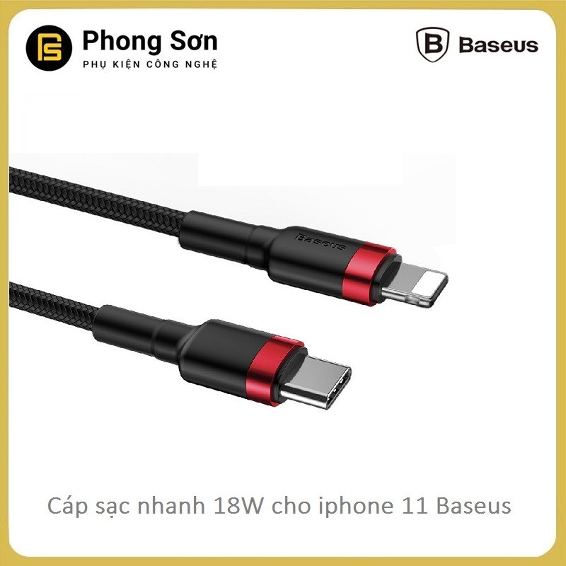 Cáp sạc nhanh 18W dùng cho iPhone 11 , Iphone 11 Pro , Pro Max - Baseus Cafule Data Cable Type-C to iphone 11