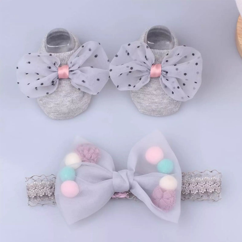 Set 2 Băng Đô Nơ Ren Xinh Xắn Cho Bé Gái Sơ Sinh