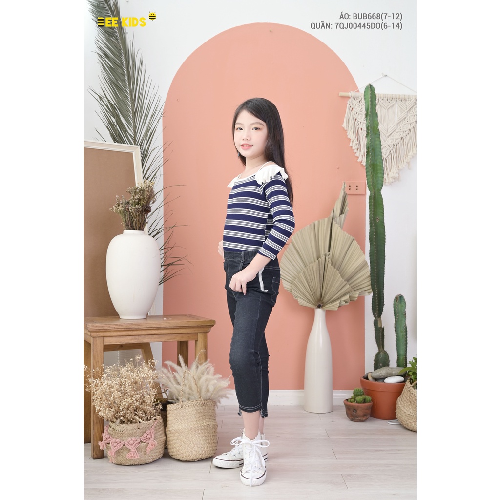 Quần Jeans Bé Gái Bee Kids Chất Liệu Jeans Mềm Mịn Thoáng Mát Thấm Hút Mồ Hôi Không Bai Không Xù (6-14 Tuổi) 7QJ00445DO