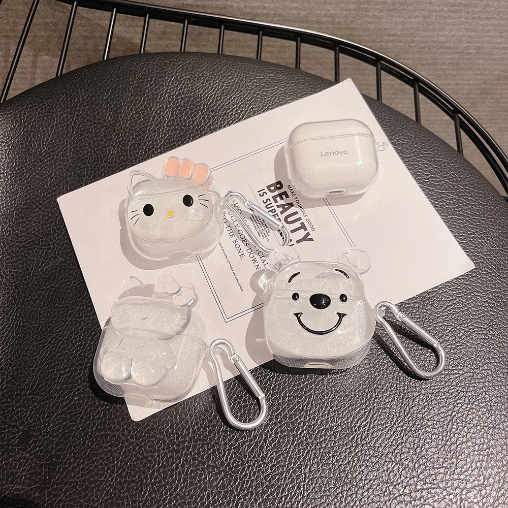 Vỏ Bảo Vệ Hộp Đựng Tai Nghe Lenovo LP40 Trong Suốt Hình Hello Kitty Đáng Yêu