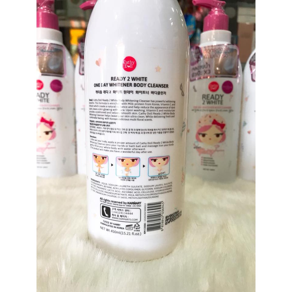 (450ml) Sữa tắm Cathy Doll Ready 2 White Body One Day Whitener Cleanser | BigBuy360 - bigbuy360.vn
