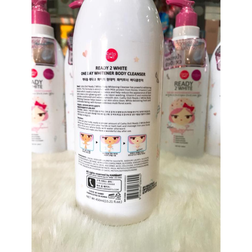 (450ml) Sữa tắm Cathy Doll Ready 2 White Body One Day Whitener Cleanser