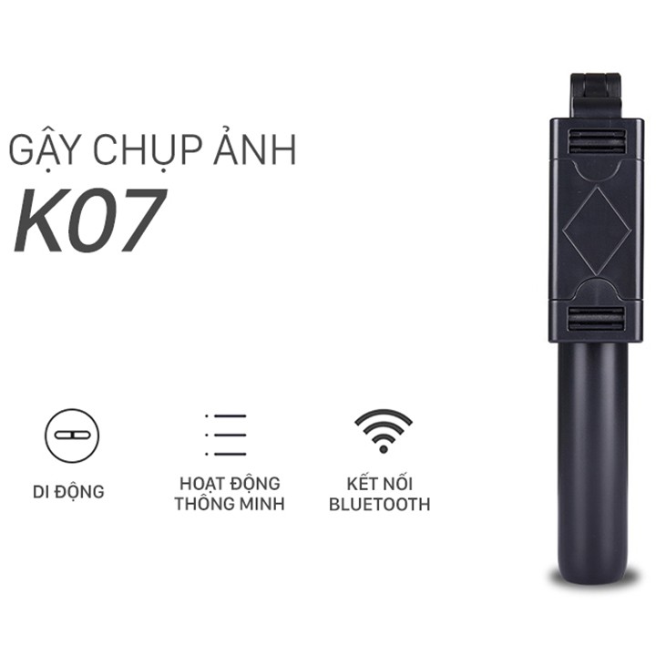 Gậy Chụp Ảnh K07 Bluetooth Selfie kèm Điều Khiển từ xa remote, Gậy tự sướng 3 chân đa năng