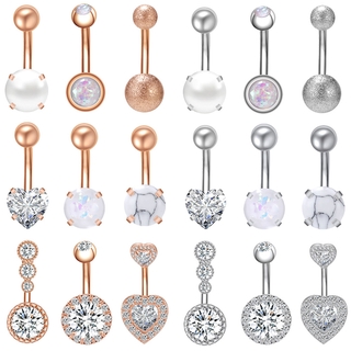 Khuyên RốN HìNh Tim ĐíNh Đá BằNg ThéP Không Gỉ