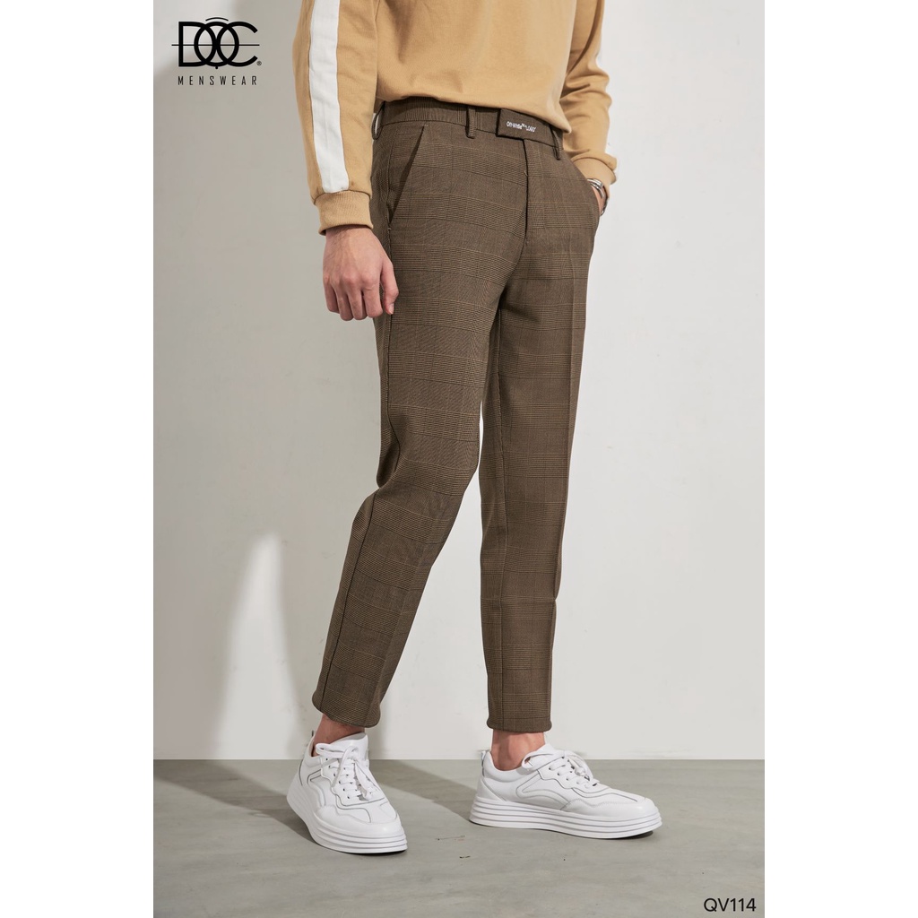 Quần Âu Nam ĐỘC Menswear – QV114 Kẻ Caro Thêu Chữ Form Hàn Quốc