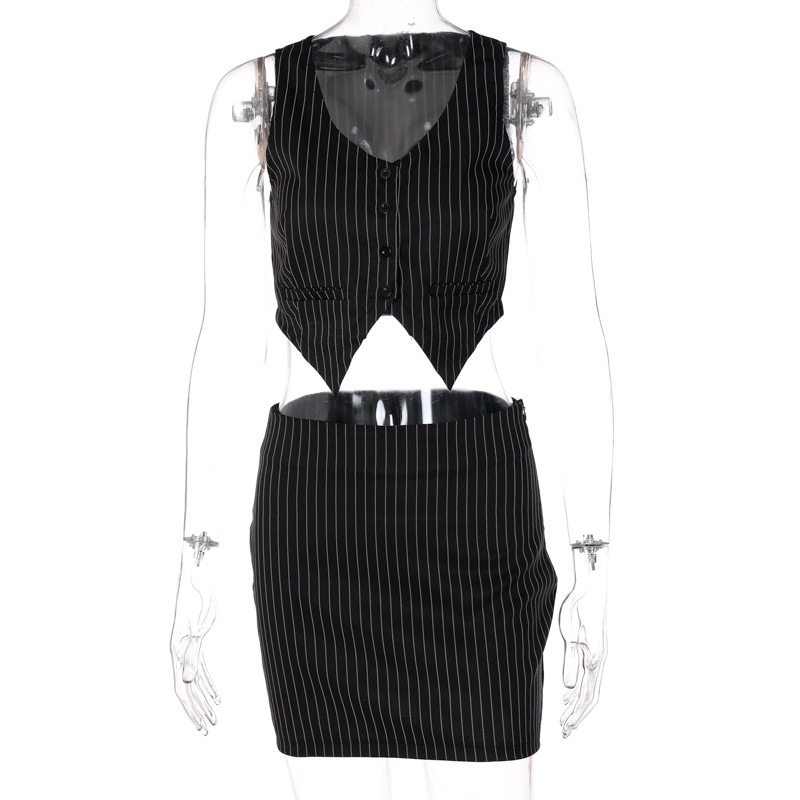 DUNEA Bộ áo croptop + chân váy ngắn in họa tiết thời trang quyến rũ dành cho nữ