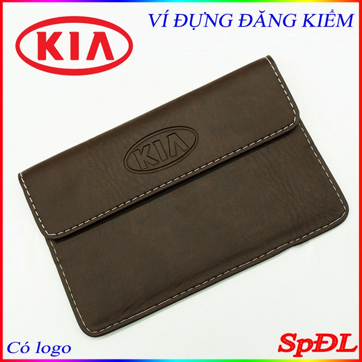 Ví da đựng đăng kiểm, giấy tờ xe ô tô cao cấp in dập nổi logo hãng xe KIA kích thước 19x12cm