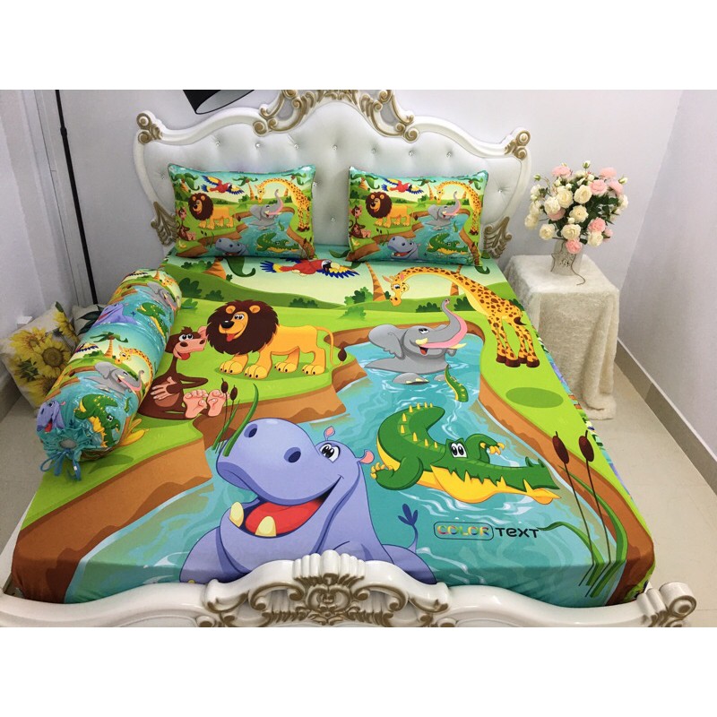 Drap thun 5D❤️FREESHIP❤️ga thun siêu lạnh cao cấp ( 1 ga, 3 vỏ gối)