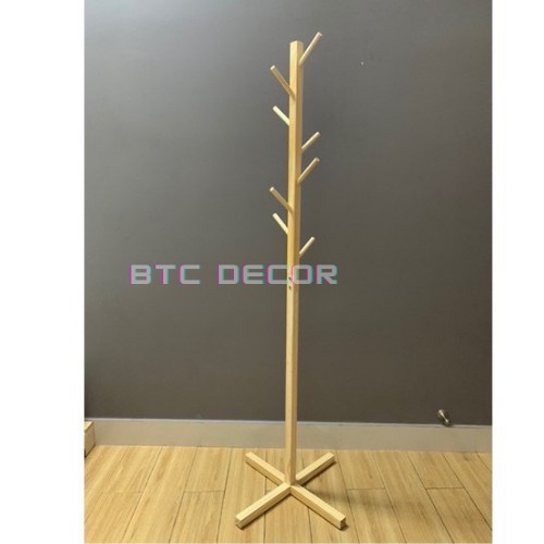 Cây Treo Quần Áo Gỗ Thông BTC DECOR - Cây Treo Quần Áo Chống Mối Mọt - KT 120 x 45 x 35cm - BH 1 Năm