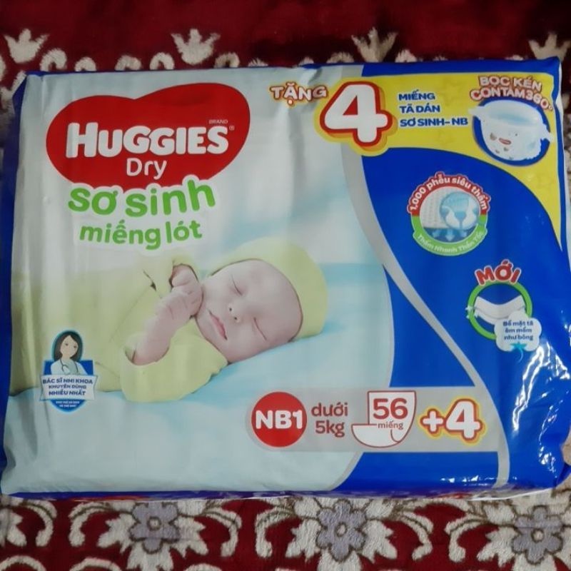 Miếng lót sơ sinh Huggies NB1 56 miếng tặng 4 miếng