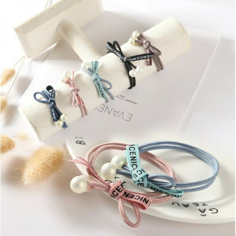 Dây chun cột tóc handmade nơ đính hạt