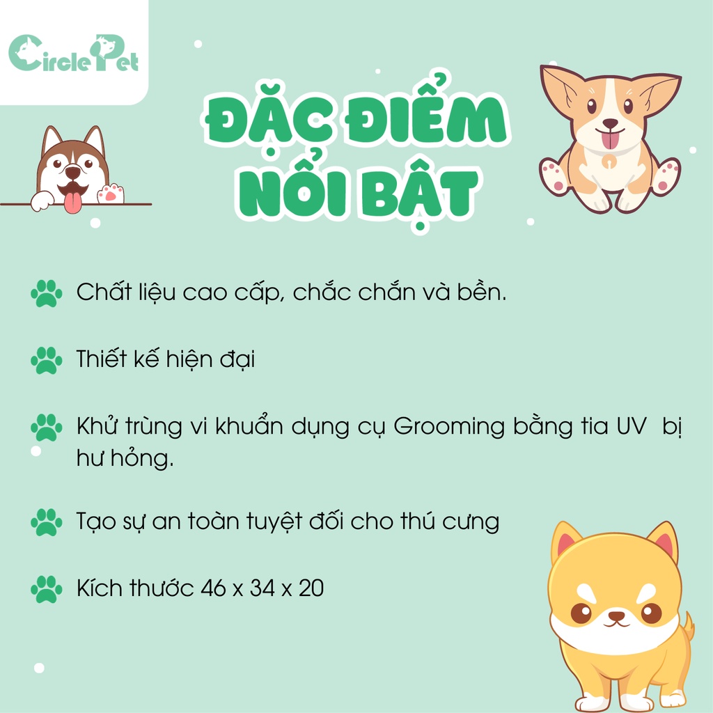 Hộp Diệt Khuẩn Tia UV US-504 46x34x20cm TOEX GROOMING Chất Liệu Bền, Cao Cấp - Circle Pet