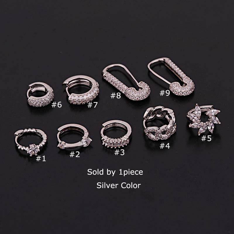 1 Chiếc khuyên tai bằng đồng đính đá zircon 8mm thời trang