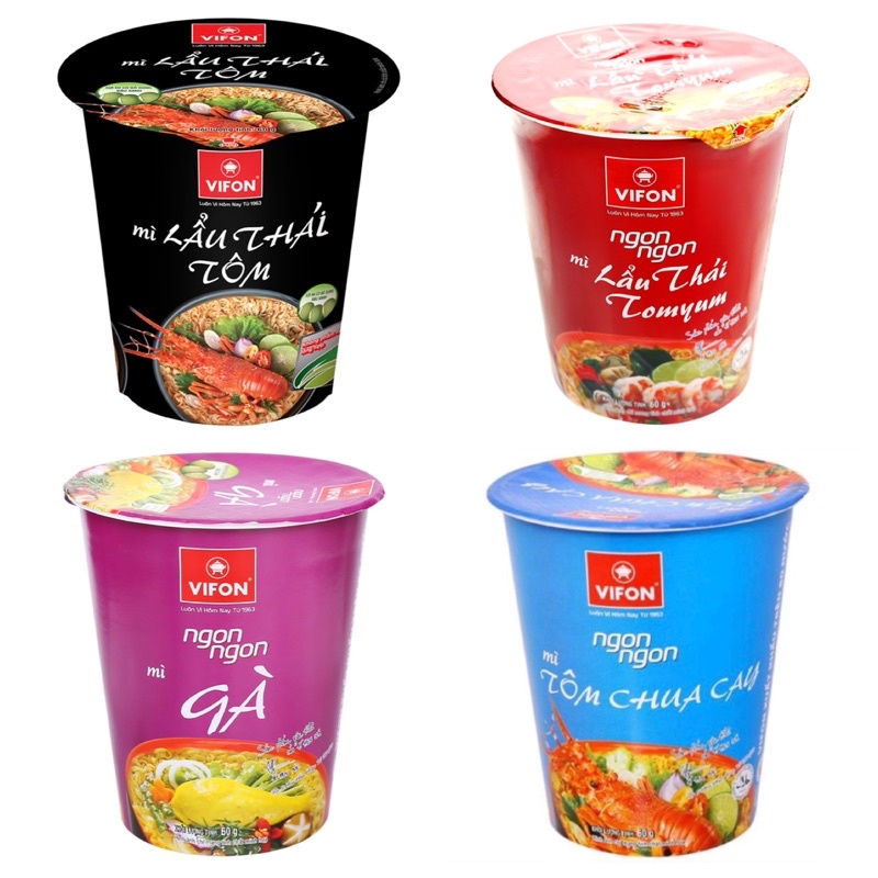 Mì Ly Vifon vị Gà / Tôm Chua Cay / Lẫu Thái Tôm / Lẫu Thái Tomyum - ly  60g | BigBuy360 - bigbuy360.vn