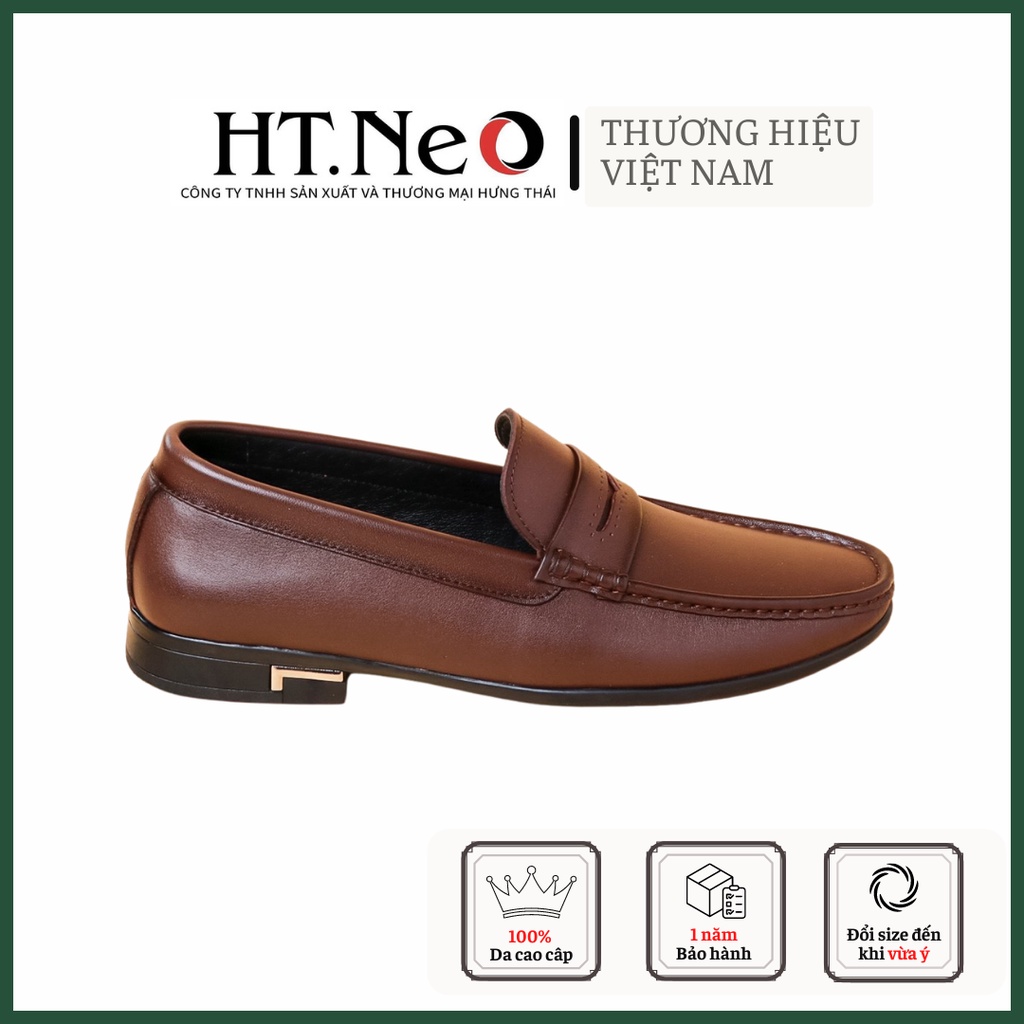 Giày mọi nam da - giầy lười nam HT.NEO da bò 100% kiểu dáng nam tính lịch lãm, đường may chắc chắn D36