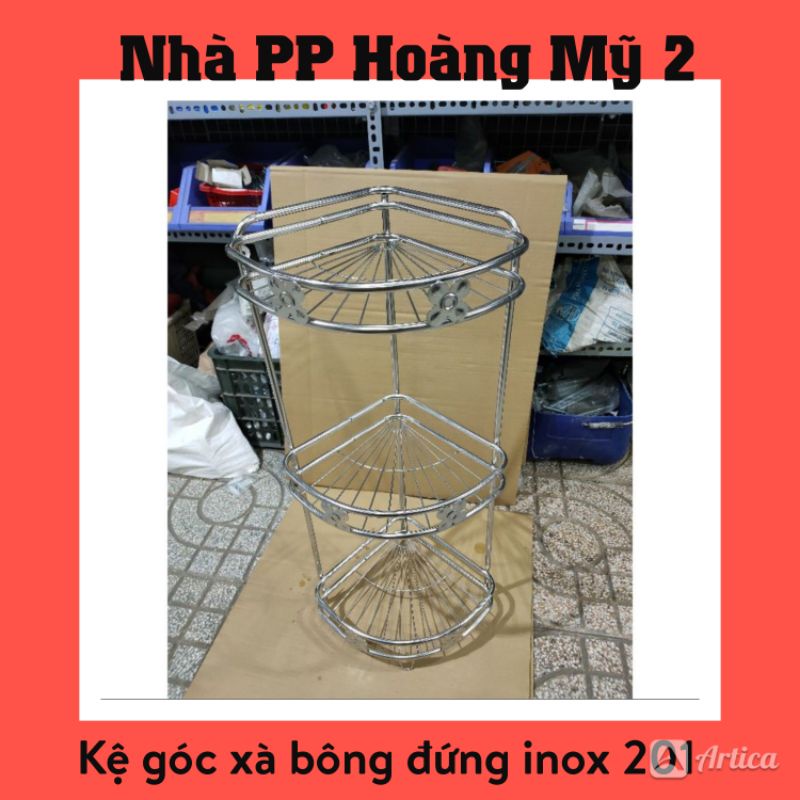 Kệ góc xà bông đứng inox 201 - kích thước 25x 25 cm