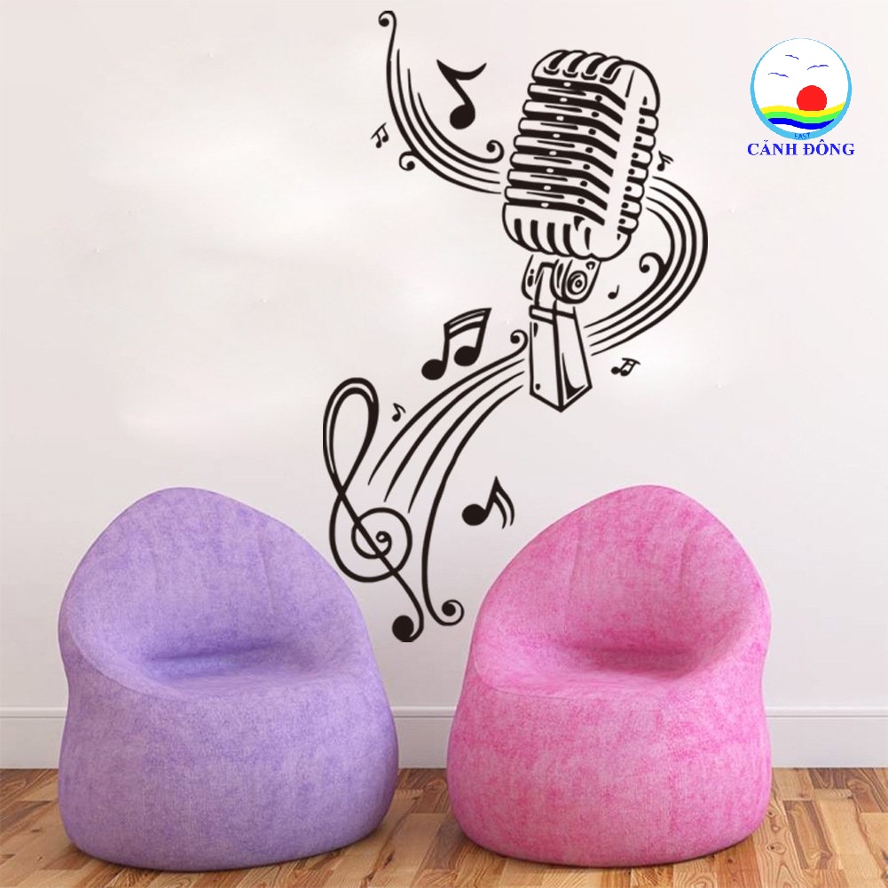 Decal dán tường âm nhạc thăng hoa cảm xúc trang trí phòng nhạc, studio ấn tượng, sang trọng