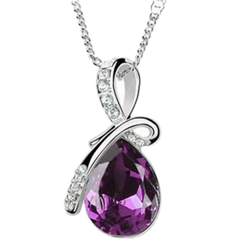 Dây Chuyền Mặt Đá Zircon Xanh Hình Giọt Nước Thời Trang