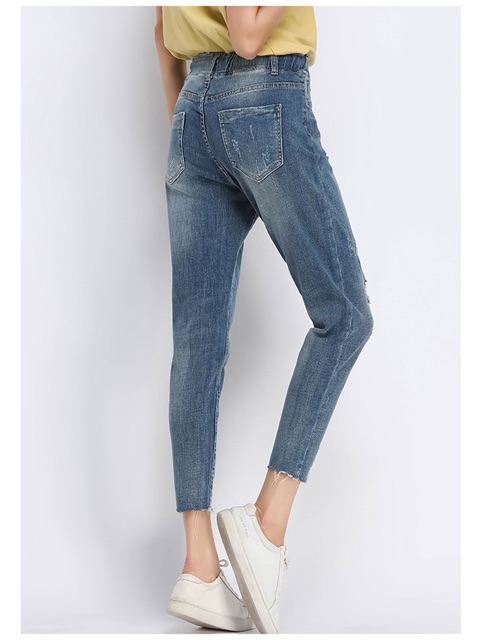 Quần jean baggy big size màu xanh lưng thun ống cào size lớn 70-105kg1