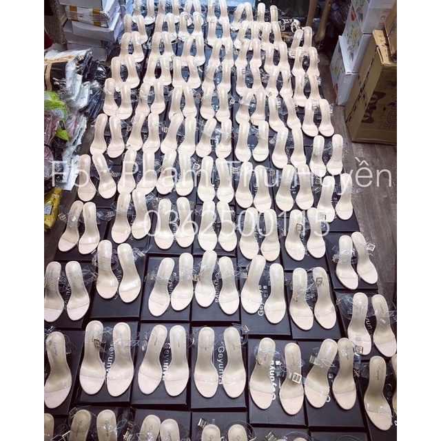 Sandal cao gót cnk quai trong gót trong 9 phân dây cuốn chéo cổ chân tôn dáng tôn chân