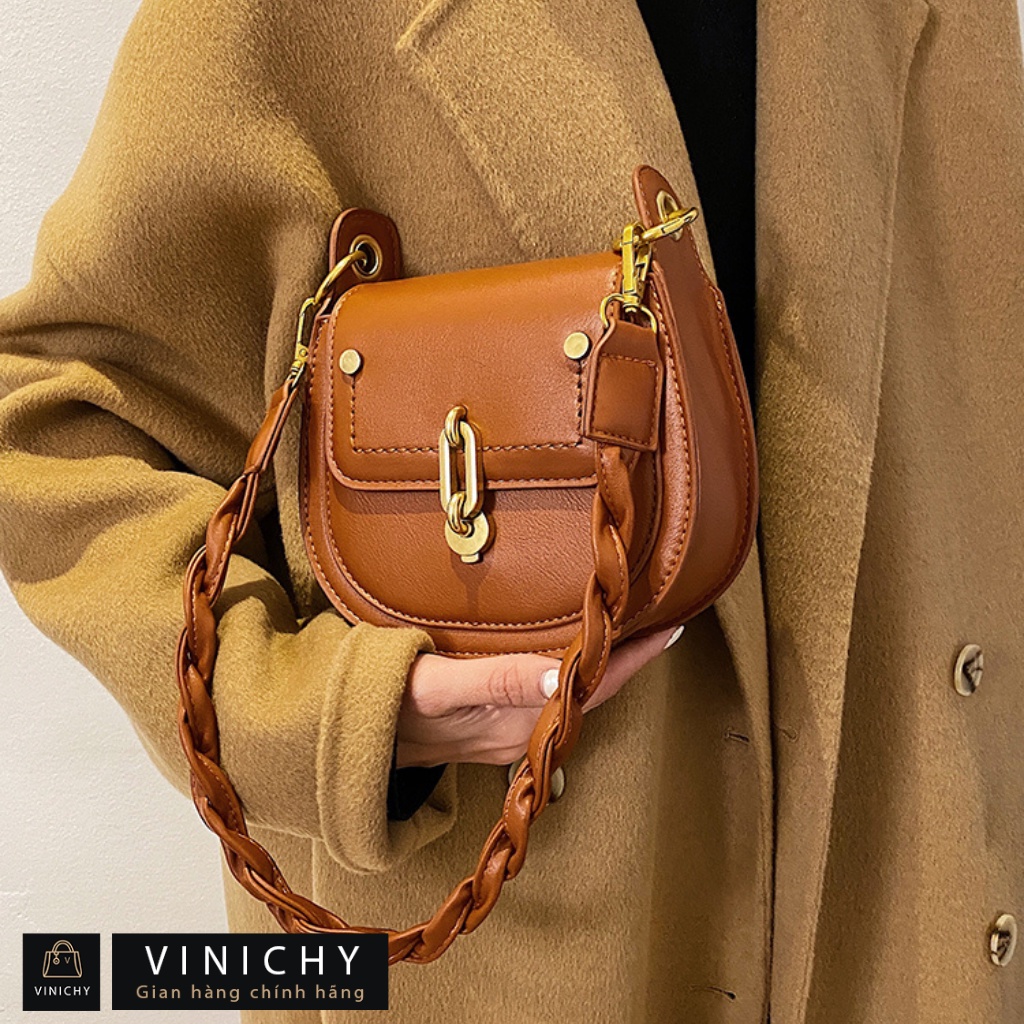 Túi xách nữ đeo chéo, đeo vai, túi đi chơi, đi học VINICHY, da đẹp, thời trang cao cấp size 18cm HA206