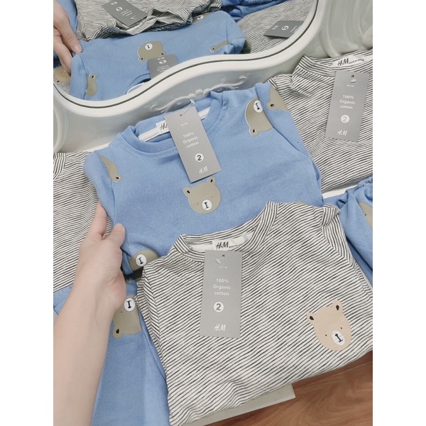 Sét 2 bộ hình gấu xanh kẻ cho BT