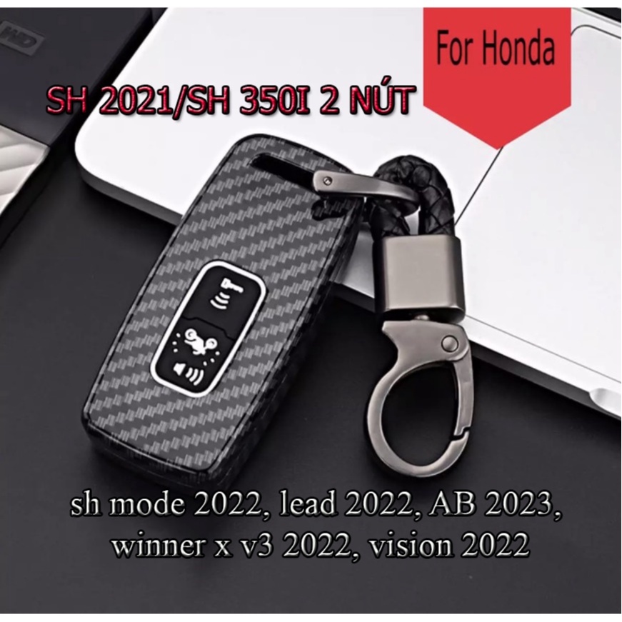 Bọc Chìa Khóa Smartkey SH 350i và SH 2021, Lead 2022 ( 2 nút ) Ốp Carbon ( HON15)