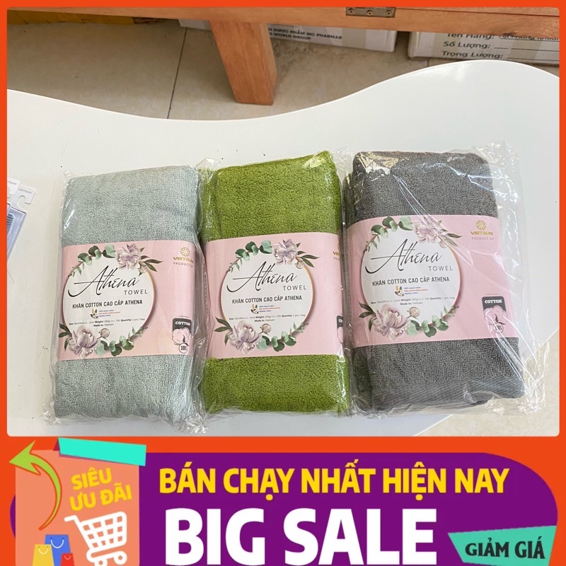 👑 Chính Hãng👑 Khăn Tắm Khăn Gội Đầu Siêu Thấm hút Athena 100% Cotton Không hôi, Hàng chính hãng VIETSUN