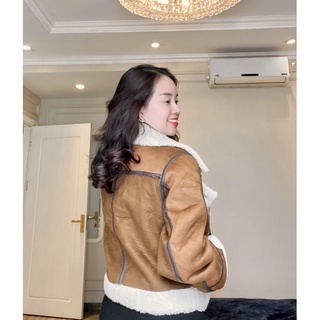 Áo khoác da lộn lông cừu - ALISA