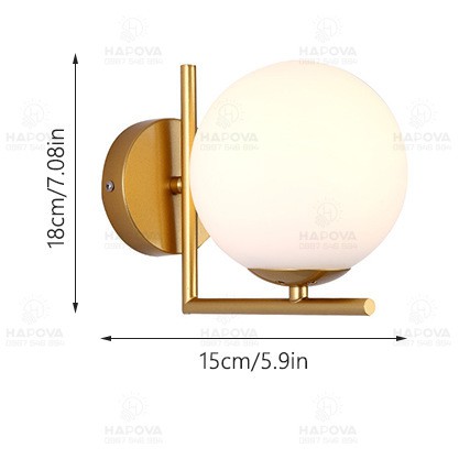 Đèn gắn tường, đèn treo tường phòng ngủ HAPOVA LIDER 6868 + Tặng kèm bóng led AS Vàng
