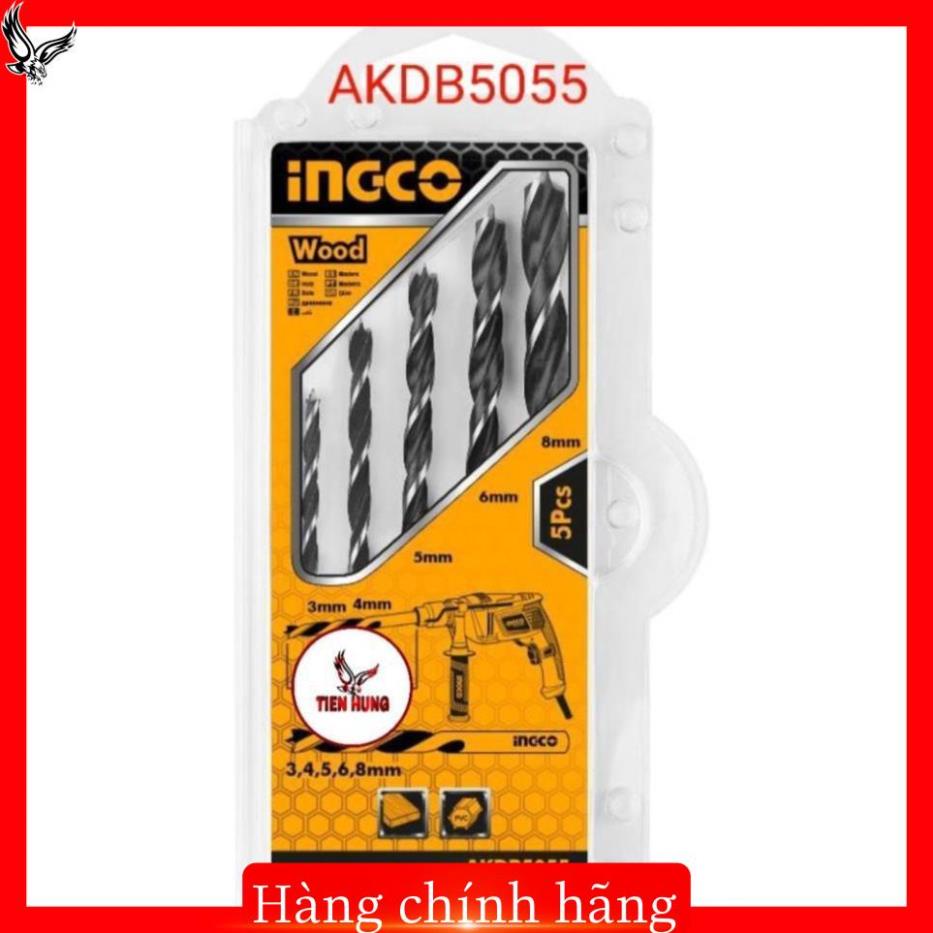 3-8mm Bộ 5 mũi khoan gỗ INGCO AKDB5055