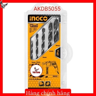 3-8mm bộ 5 mũi khoan gỗ ingco akdb5055