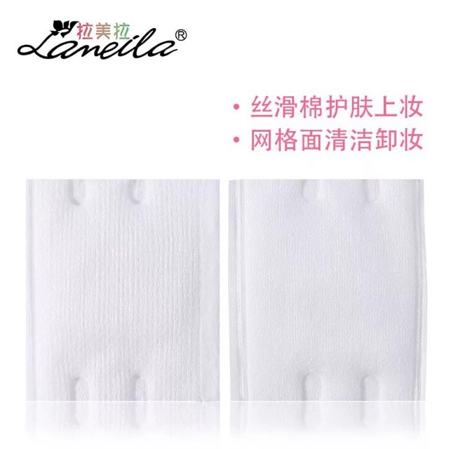Bông Tẩy Trang Lameila - Bông Tẩy Trang 222 Miếng mẫu mới túi rút tiện lợi 3 lớp dày dặn làm sạch da mặt 100% cotton