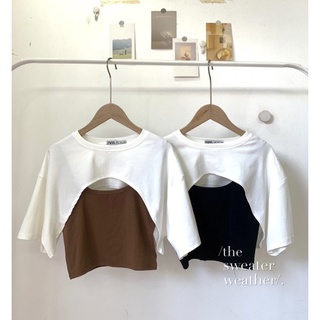 Set áo ba lỗ kèm croptop trắng ( Ảnh thật )