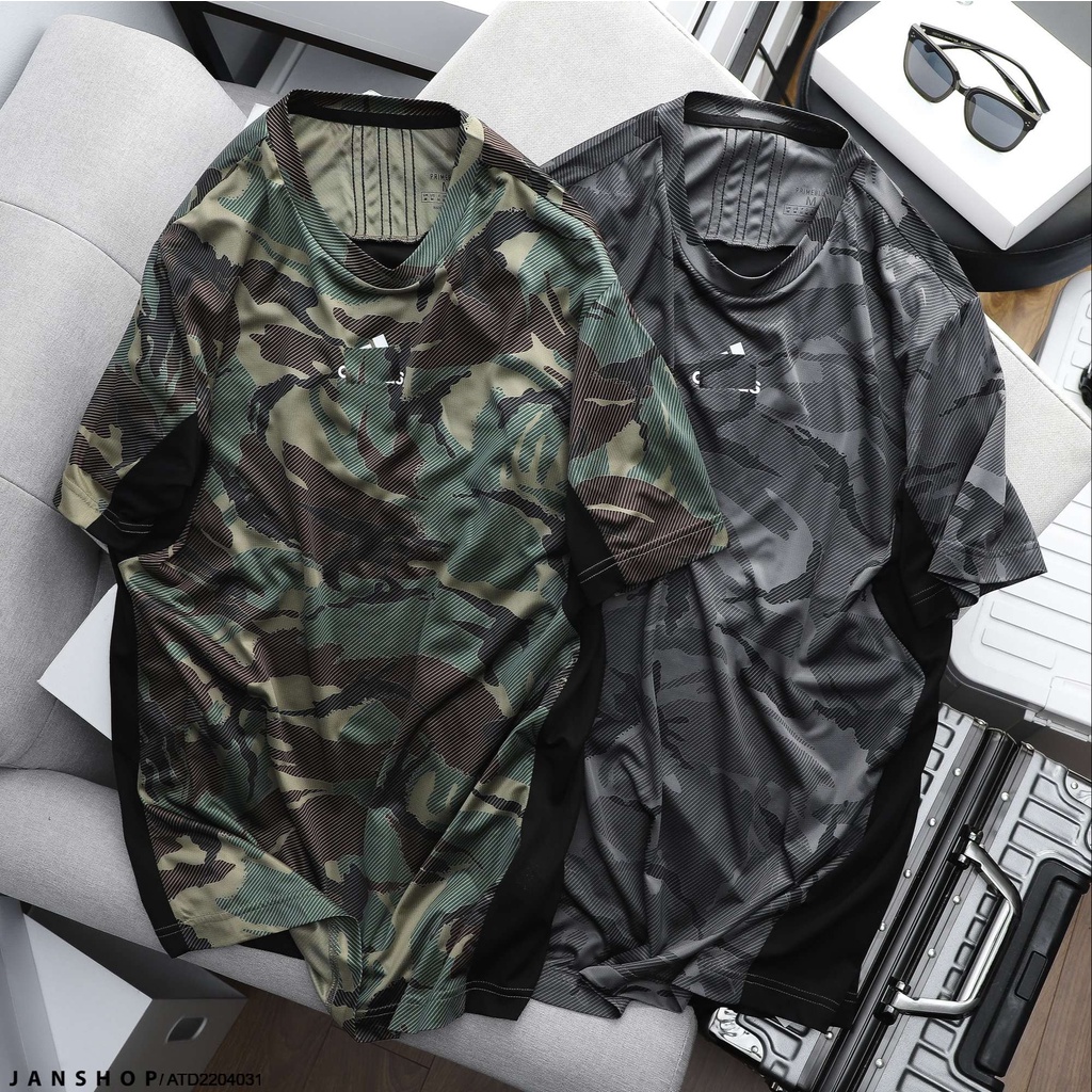 Áo Thun Thể Thao Thiết Kế 2 Tông Màu Camo Đậm Chất Cá Tính Ráp Nối Trước Sau Khoẻ Mạnh Và Năng Độ