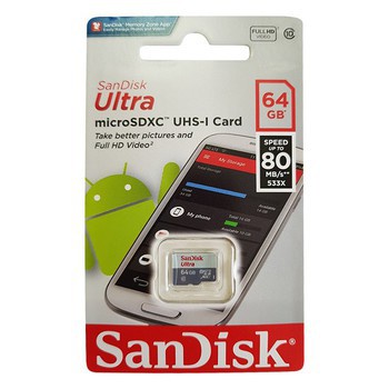 Thẻ nhớ Sandisk Micro SDXC 64G Ultra 64GB {80Mb/s} - BH 5 năm