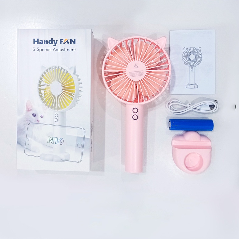 Quạt Cầm Tay Mini Tích Điện Tai Mèo Pin Sạc 1200mAh