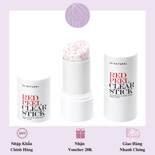 So Natural Red Peel Clear Stick - Thanh lăn giảm mụn đầu đen điều tiết bã nhờn
