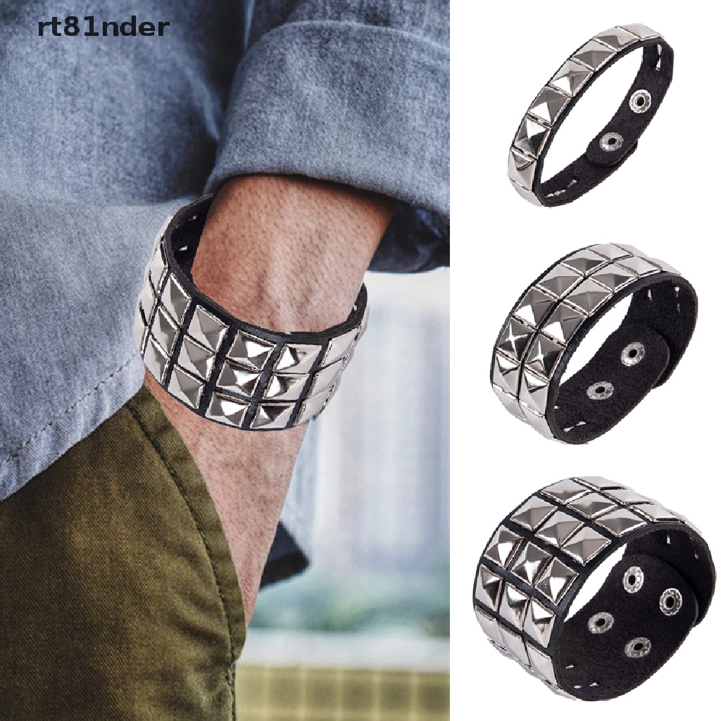 rt Unique Rivet Stud Wide Cuff Punk Gothic Rock Unisex Bangle Bracelet Men Jewelry n