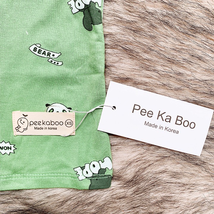 Bộ thun lạnh Pee Ka Boo cộc tay hình thú cho bé trai và bé gái 4-15kg chất vải mềm mát đủ màu sắc Baby-S – SBVN043