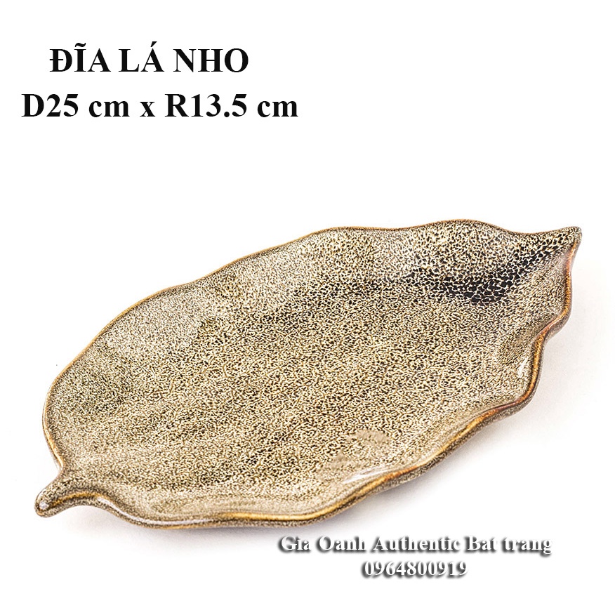 Đĩa lá gấm vàng/ đĩa ăn trang trí men hỏa biến cao cấp sang trọng - Gốm sứ Gia Oanh Authentic Bat trang