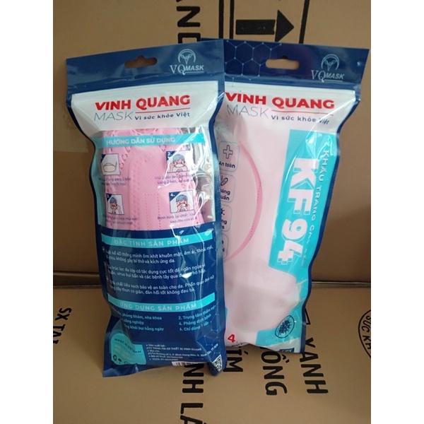 thùng 300 khẩu trang KF94/4D vinh quang mask màu hồng