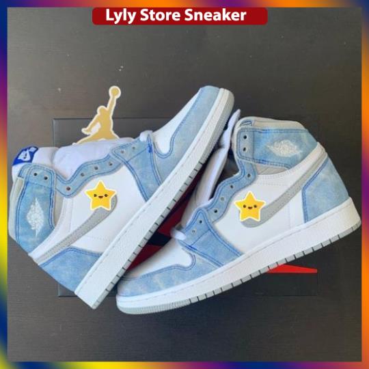 Giày air jordan hyper royal xanh nỉ, Giày Jodan 1 xanh nỉ cổ cao siêu hot 2021 Full Box Bill -Lyly