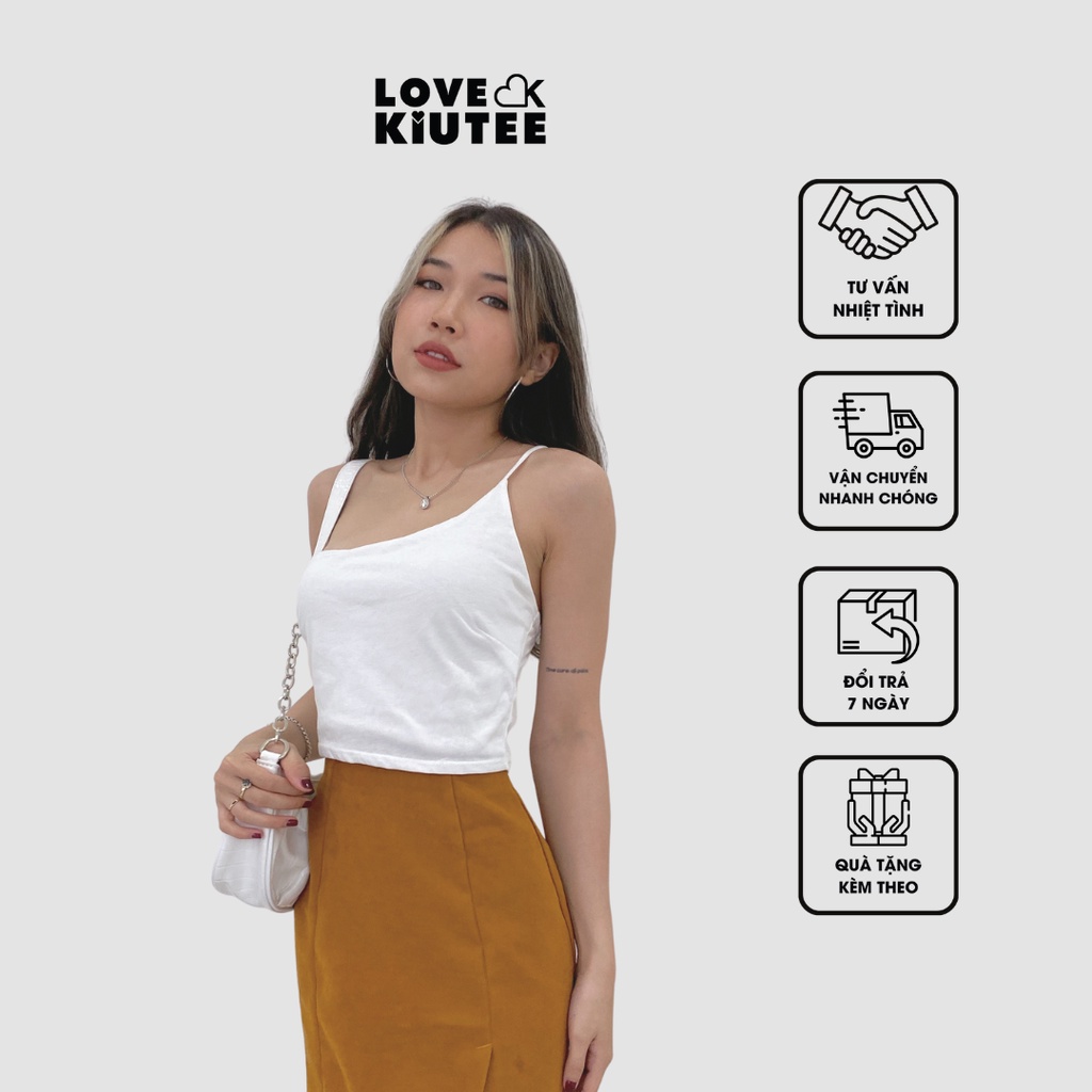 Áo ngắn kiểu dây 1 bên vai Stay With Me Shoulder Croptop nhiều màu LOVEKIUTEE