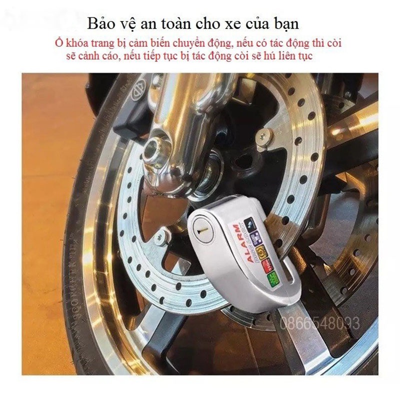 [Mã LIFEXANH03 giảm 10% đơn 500K] [Chính hãng] Ổ khóa đĩa xe máy ALARM chống trộm có còi hú báo động bảo hành 6 tháng